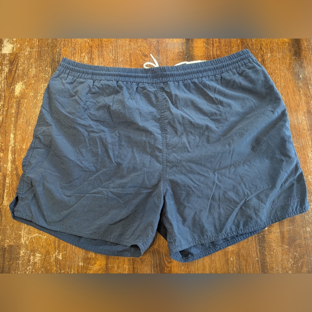 Eddie Bauer Swim Trunks Navy Blue Mens Large Mesh Lined, Beach, Pool, Used